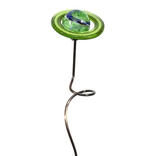 Echo Valley 4207 Illuminarie Glowing Yard Globe and Stake, Hand-Blown Glass Globe, Saturn, Outdoor Décor