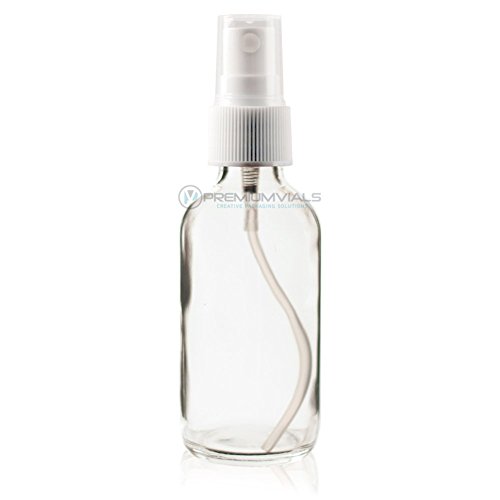 2 Oz (60 ml) Clear Boston Round Glass Bottle w/White Fine Mist Sprayer- 36 pcs
