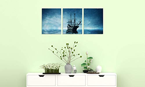 Tutubeer 3 Panel Pirate Decor Pirate Ship Decor Ship Art With A Starry Night Sky Ship Pictures Paintings On Canvas Sailboat Decor Stretched And Framed Wall Art For Living Room Bedroom Home Decorations #TOP5