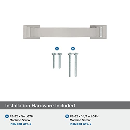 Image of Amerock | Cabinet Pull | Polished Nickel | 3 inch (76 mm) Center to Center | Candler | 1 Pack | Drawer Pull | Drawer Handle | Cabinet Hardware