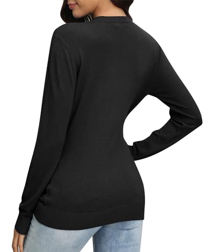 Image of EXCHIC Women's Long Sleeve V-Neck Casual Sweaters Fall Classic Soft Knit Top 2026 Fit Basic Pullover Tops