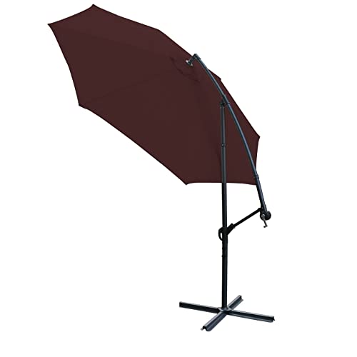 Parasol de terraza de 3.0m banana con acabados texturizados de rattan de CLSDRZC