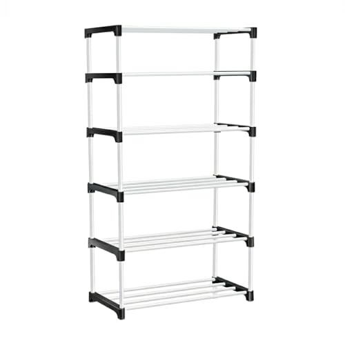 Image of Shoe Rack 6 Layer with Shelf, Thick Strong Pipes for Heavy Load Multipurpose Organizer Rack Shoe, Cloth & Book Storage Shelf for Home, Balcony, Living Room & Workspace