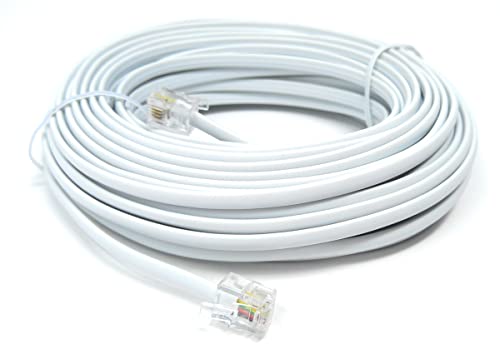 DRUT 15m RJ11 to RJ11 Telephone Landline Cable ADSL (6P4C) Flat Lead High Speed BT Internet Broadband Male to Male Router