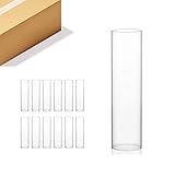 WGVI Hurricane Candle Holder Sleeve, Wide 4', Height 16', Clear Glass Cylinder Candleholder, Chimney Tube, Open Ended Candle Shade, 12 Pieces Bulk