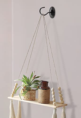 Monarch Abode Wall Mounted Ceiling Plant Hooks, 2.7" Premium Metal Decorative Hanging Brackets For Indoor & Outdoor Use, Set Of 4, Black #TOP2