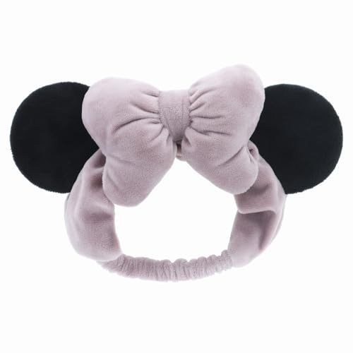 Diadema con diseño de Minnie Mouse de Disney inspirada en PARSA Beauty - Diadema elástica con lazo y orejas, diadema suave para limpieza facial, rutina de belleza y maquillaje, cómoda