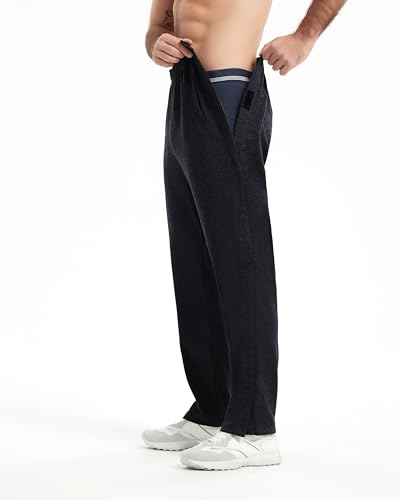 WZIKAI Men's Tear Away Pants Casual Side Snap Open Sweatpants Loose Fit Post Surgery Pants with Pockets4