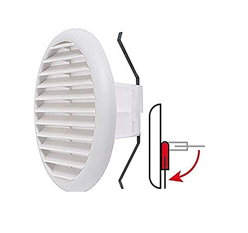 TLDSHOP® - Grille de ventilation ronde en PVC avec ressorts et maille, pour trous de Ø80-125 mm, Ø145 mm (BLANC)