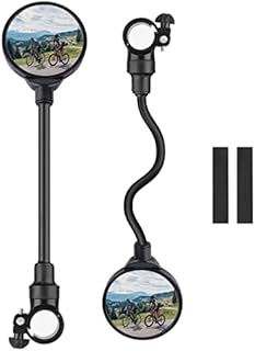 2 Pack Bike Mirror,Adjustable Rotatable Rear View Glass Convex Mirror Bicycle Mirrors,Handlebar Rear View Mirrors for Mountain Road Bike Bicycle Electric Motorcycle