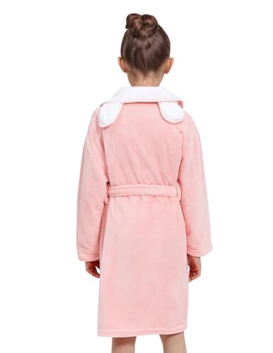 JiAmy Mädchen Bademäntel aus Coral Fleece Kuschelflanell Kuschelweiche Kinderhausmäntel für 4-12 Jahren