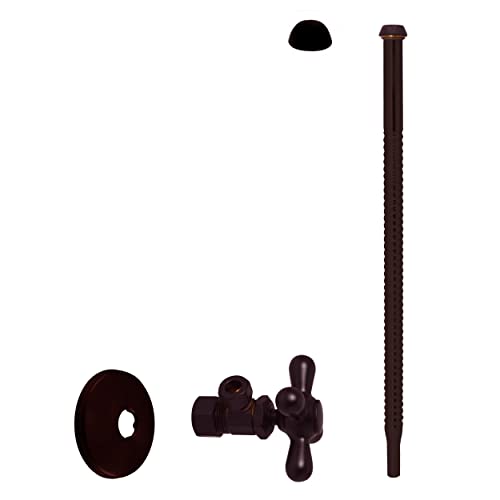 Westbrass D105K12X-12 5/8" x 3/8" OD x 12" Corrugated Riser Supply Line Kit with Cross Handle Angle Supply Shut Off Valve for Faucet and Toilet, Oil Rubbed Bronze by Westbrass - Used condition - US$28.45