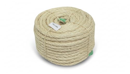 Sisalana Premium Brazilian Sisal Rope, Natural Fiber 100% Sisal, Ultra Durable, Chemical-Free, Ideal for DIY, Cats, Scratching Post Replacement, Home Decor, Garden, Crafting (3/8” 100 ft / 9.5mm 30m)