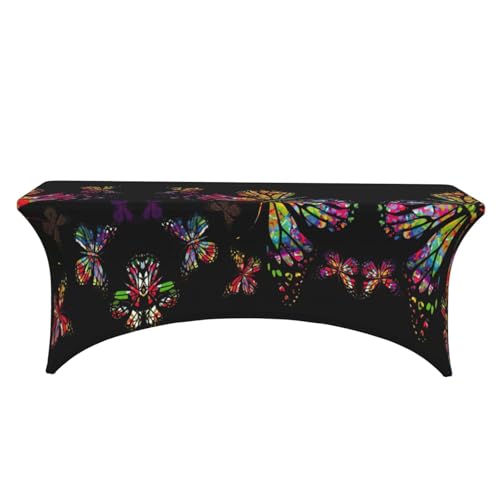 Nappe rectangulaire extensible EdWal en spandex premium imprimé papillon 1m80 - 3