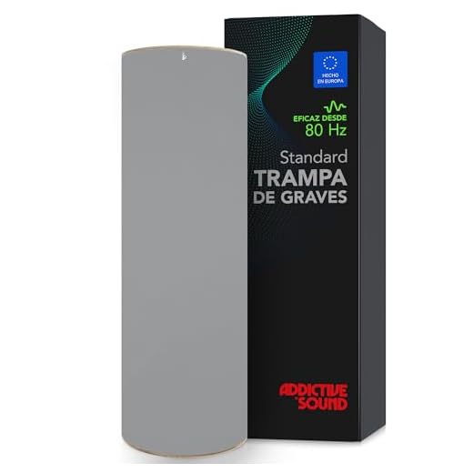 Addictive Sound Trampa de Graves Cilíndrica Standard - Bass Trap Estudio - Lana Acústica Especializada 80-210 Hz - Fabricación UE - Apilable - Garantía 36 Meses - 98cm, Gris claro