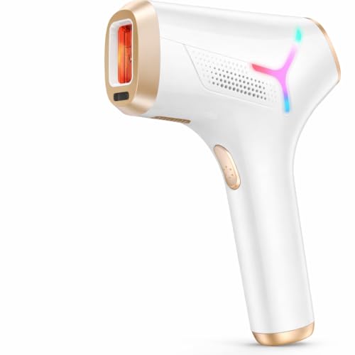 Haarlosy Depiladora de Luz Pulsada con Tecnología IGBT, 3 EN 1 HR/SR/HR Depiladora Láser Profesional, 9 Niveles de Energía Ajustable, Adecuado para Cuerpo, Rostro, Axilas y Piernas, GLY03