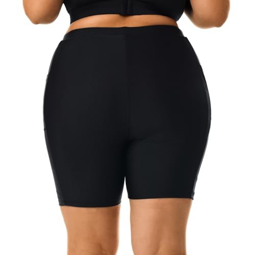 HODOSPORTS Plus Size Women's Swim Shorts with Pockets UPF50+ High Waisted Board Shorts Tummy Control Swimsuit Bottoms 1X-6X3