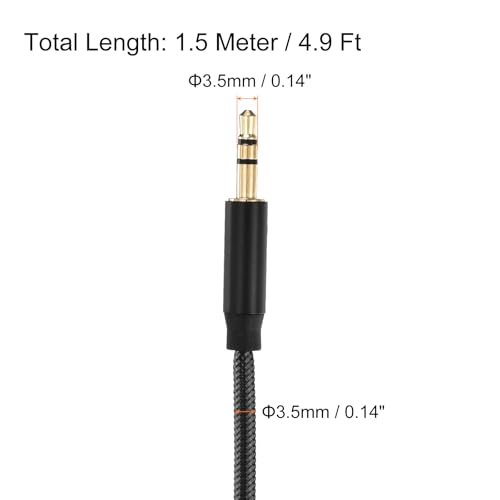 MECCANIXITY Cable AUX 3.5mm Nylon Trenzado 4.9 ft Negro miniatura 2