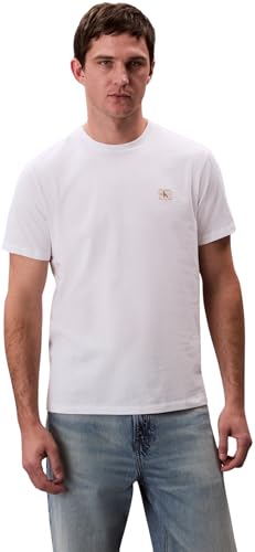 Calvin Klein Jeans Erkek SS BADGE 30S JERSEY CLASSIC TEE T-Shirts Bright White XL