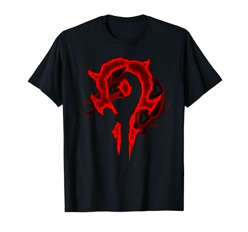 Image of Warcraft Gaming Logo Horde Saturated Epic Crest Gamer T-Shirt, Men, Black, X-Large