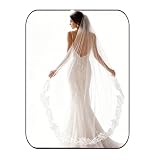 El encaje del velo de boda tiene un diseño simple, para hacerte más encantadora en el momento más importante de tu vida.