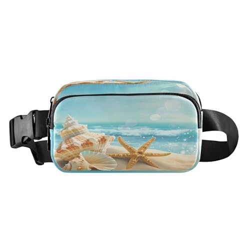 CEBUGI Hiking Mini Waist Packs for Men Women,Beach Scene Fashion Water Resistant Fanny Packs with Adjustable Belt for Workout Traveling Running