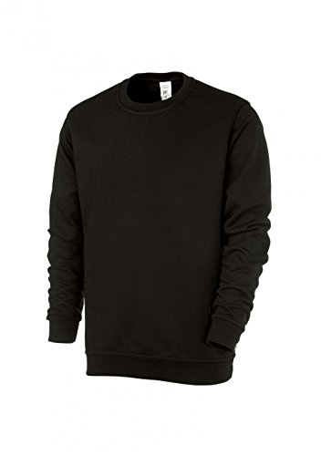 BP 1623-193-32-XL Unisex-Sweatshirt, Lange Ärmel, Rundhalsausschnitt, Strickbündchen an Ärmeln und Saum, 320,00 g/m² Verstärkte Baumwolle, schwarz, XL