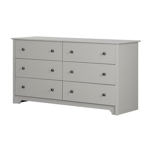 South Shore Vito 6-Drawer Double Dresser, Soft Gray
