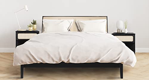 Creative Co-Op Crawford Modern Solid Wood Woven Cane Headboard, Stain Finish, Queen Bed, Black And Natural #TOP1