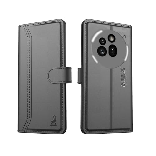 Image of AIBEX Nothing Phone (3a) Pro Flip Cover Leather Finish with Magnatic Closure | Inside TPU with Card Pockets | Wallet Stand | Complete Protection Flip Case - Black