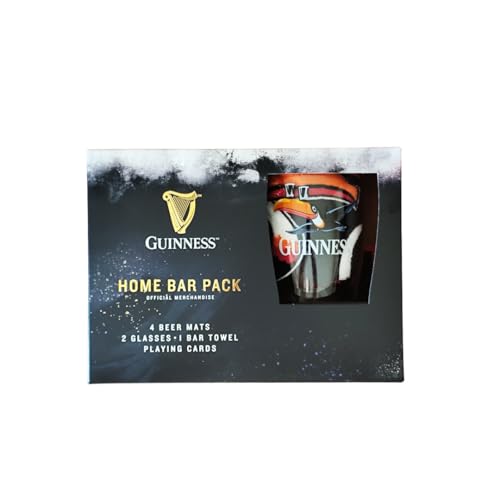 Guinness Home Bar Pack Tucano Pinta Bicchieri | Carte da Gioco | Tappetini da birra | Asciugamano da bar