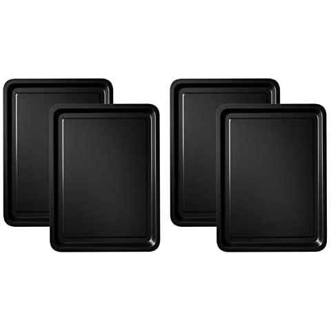 Baking Tray for Oven Non-Stick Bakeware Dishwasher and Freezer Safe Black 32cm - Set of 4 Cover