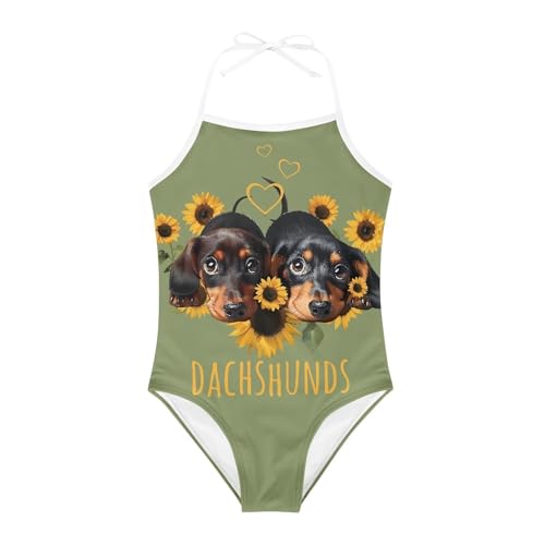Image of Cute Backless One Piece Swimsuits for Girls Adjustable Halter Strap Bathing Suit Beach Swimwear for Girls