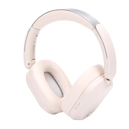 Casque de jeu Bluetooth 5.3 avec basse profonde HiFi stéréo et faible latence crème