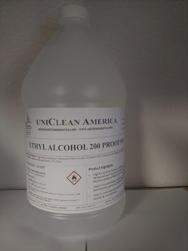 Denatured Ethyl Alcohol - Ethyl Alcohol 200 Proof 99% - High Purity Alcohol min 99% with 95.5% Active Ethyl Alcohol - anhydrous Grade has no Water - Soluble with All solvents - Made in USA (64 fl oz)