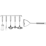 WMF Profi Plus Küchenhelfer Set 6-teilig, Hängeleiste mit 5 Helfer, Schöpflöffel, Schaumlöffel & Profi Plus Kartoffelstampfer 28,5 cm, Cromargan Edelstahl teilmattiert, spülmaschinengeeignet WMF Profi Plus Küchenhelfer Set 6-teilig, Hängeleiste mit 5 Helfer, Schöpflöffel, Schaumlöffel & Profi Plus Kartoffelstampfer 28,5 cm, Cromargan Edelstahl teilmattiert, spülmaschinengeeignet