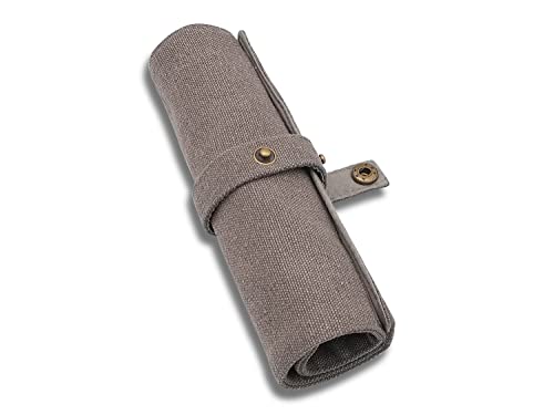 Image of Funny live Pure Color Pen Pencil Wrap Pencils Roll Holder,Simple Retro Style Pen Pouch Bag Coloring Pencils Organizer Holder Colored Pen Paint Brush Storage Pouch (Grey)