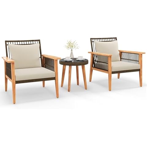 COSTWAY 3PCS Rattan Garden Furniture Set Cover