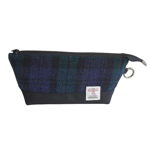Harris Tweed �|�[�`�A100%�E�[���A�`�F�b�N���A���σ|�[�`�E�y���P�[�X���p�A�C�G���[�E�u���[ (�u���b�N�E�H�b�`) [���s�A���i]