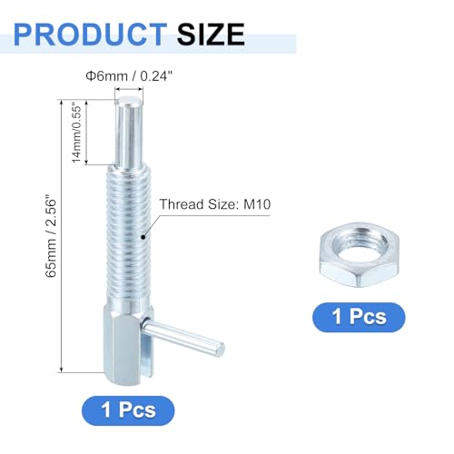 QUARKZMAN Einziehbarer Indexierungs-Spannstift, M10 l Feder-Spannstift aus Kohlenstoffstahl mit Federbelasteter Riegel Teleskopverriegelungsstift mit Mutter für Maschinenbau Schiffbau