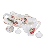 Service à thé miniature pour maison de poupée : ce service à thé miniature comprend une petite tasse à café, des mini-tasses à thé et de la porcelaine, idéal pour créer de charmantes miniatures réalistes. accessoires et décoration pour maison de poupée