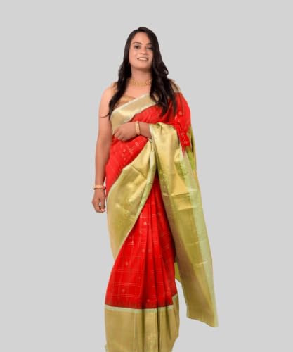 Generic orange gadwal silk saree – image 4