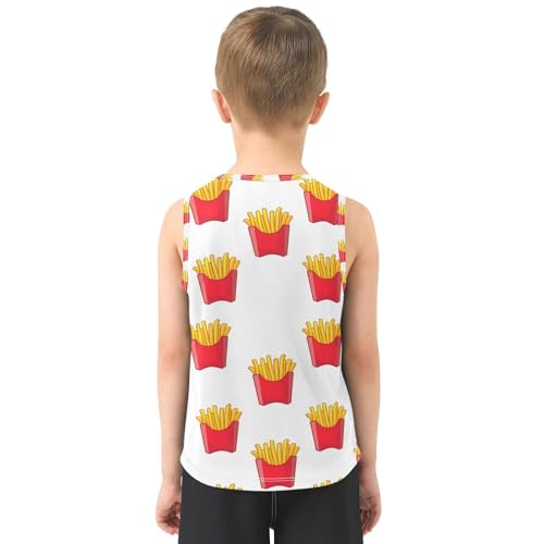 J JOYSAY Cartoon French Fries White Boys Tank Top Sleeveless Muscle Shirts Quick Dry Kids T-Shirts 3-15T3