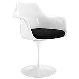 Schwarz LexMod Eero Saarinen Style Tulip Armchair with Black Cushion by LexMod