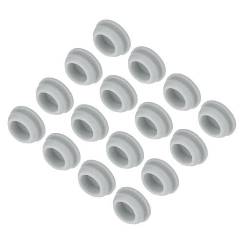 Image of MECCANIXITY 16pcs Silicone Snap in Locking Hole Plugs,13mm /0.5 Inch Mounting Diameter Narrow Groove Width 2mm Panel Seal Cover Round for Kitchen Bulkheads Waterproof Sealing Plugs Grey