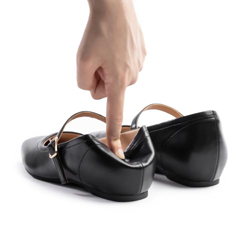 Image of Cusolemore Mary Jane Flat Shoes with Arch Support and Hidden Wedge Heel, Women Ballet Flats, Mary Jane Flats, Comfortable Dress Shoes