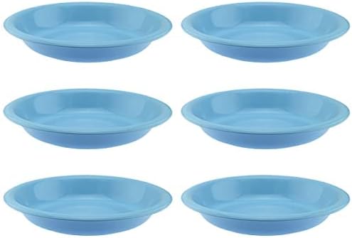 YBM HOME Plato redondo de plástico profundo irrompible de 15 onzas, apto para microondas, lavavajillas, sin BPA, paquete de 6, azul