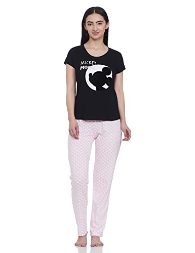 Image of Max Cotton Women Printed Round Neck T-Shirt with Elasticated Pajamas