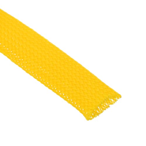 Manchon extensible 2,5 cm gaine de câble jaune uxcell de 7,6 m