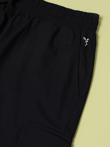 Image of TECHNOSPORT Men's Solid Slim Fit Sports Shorts TS Flexi Quick Dry Polyester Drawstring with Pockets UPF50+ for Gym Running Workout Anti Odour